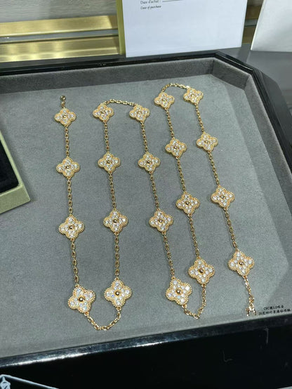 [Eterna Jewels]KLEE-HALSKETTE MIT 20 MOTIVEN UND VOLLBESATZ