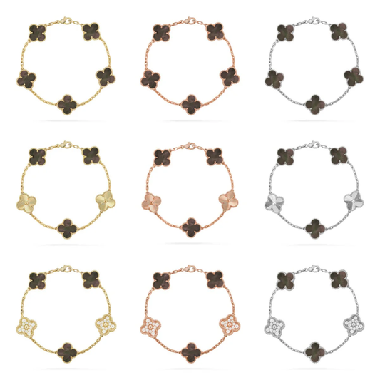 [Eterna Jewels] CLOVER 5 MOTIV GRAUES PERLMUTT-ARMBAND KOLLEKTION
