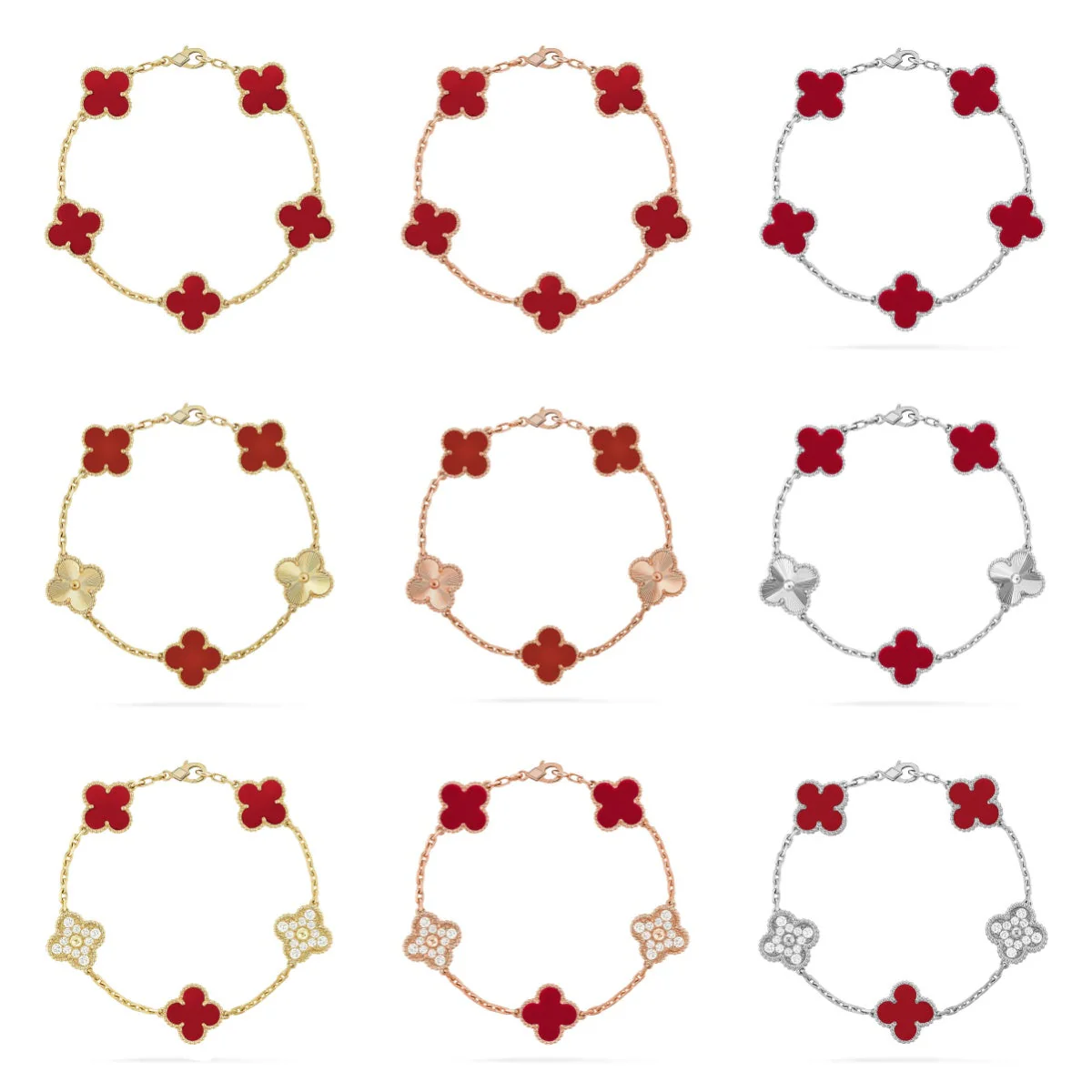 [Eterna Jewels] KLEEBRIEF 5 MOTIV ROTER KORNEOL-ARMBANDKOLLEKTION