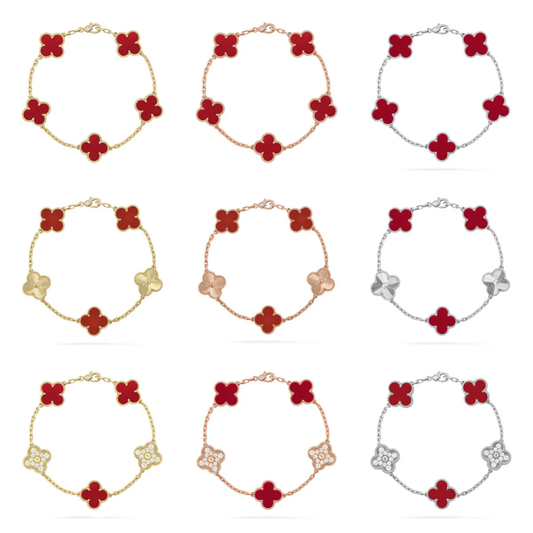 [Eterna Jewels] KLEEBRIEF 5 MOTIV ROTER KORNEOL-ARMBANDKOLLEKTION