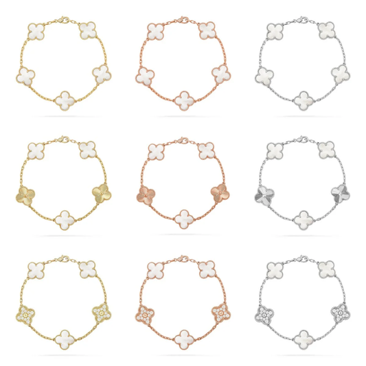 [Eterna Jewels]KLEE WEISSE PERLEN-PERLMUTT-5-MOTIV-ARMBAND-KOLLEKTION