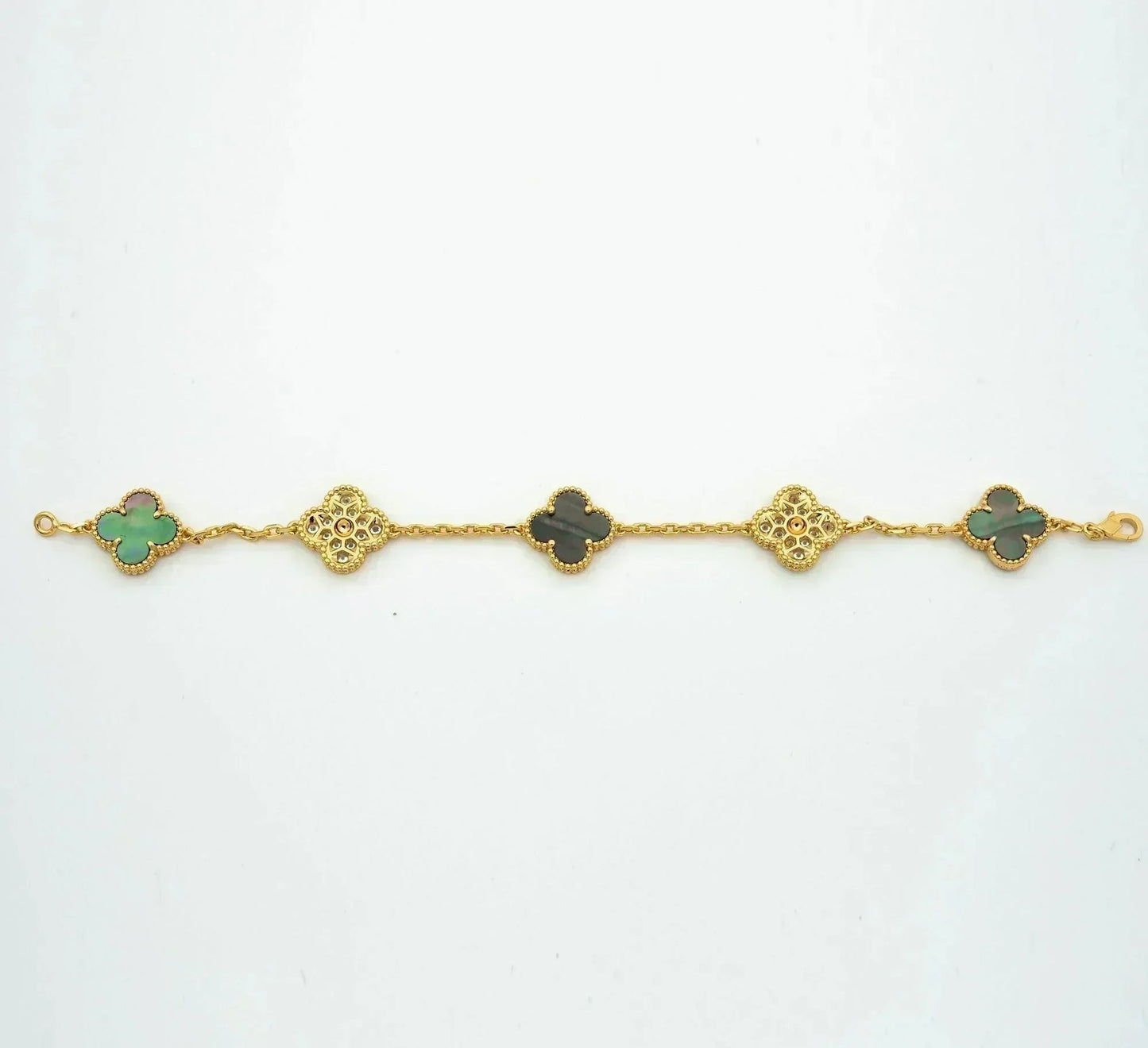 [Eterna Jewels] CLOVER 5 MOTIV GRAUES PERLMUTT-ARMBAND KOLLEKTION