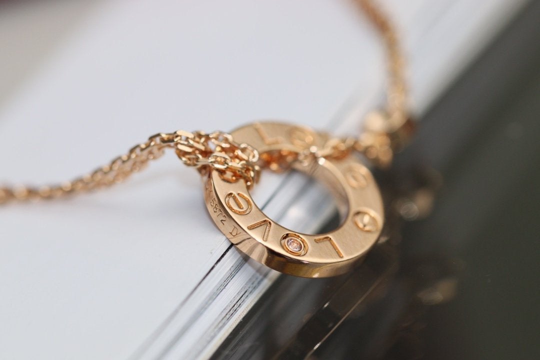 [Eterna Jewels]LIEBESKETTE VERSTELLBAR ROSÉGOLD 2 DIAMANTEN