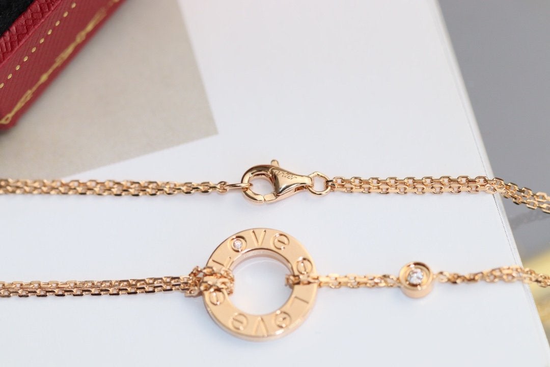 [Eterna Jewels]LIEBESKETTE VERSTELLBAR ROSÉGOLD 2 DIAMANTEN