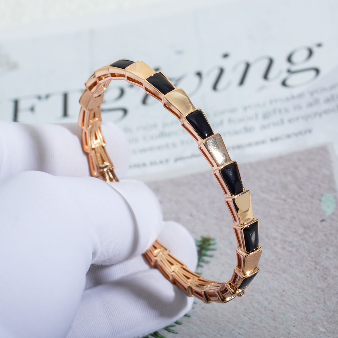 [Eterna Jewels]SCHLANGENARMBAND ROSÉGOLD ONYX