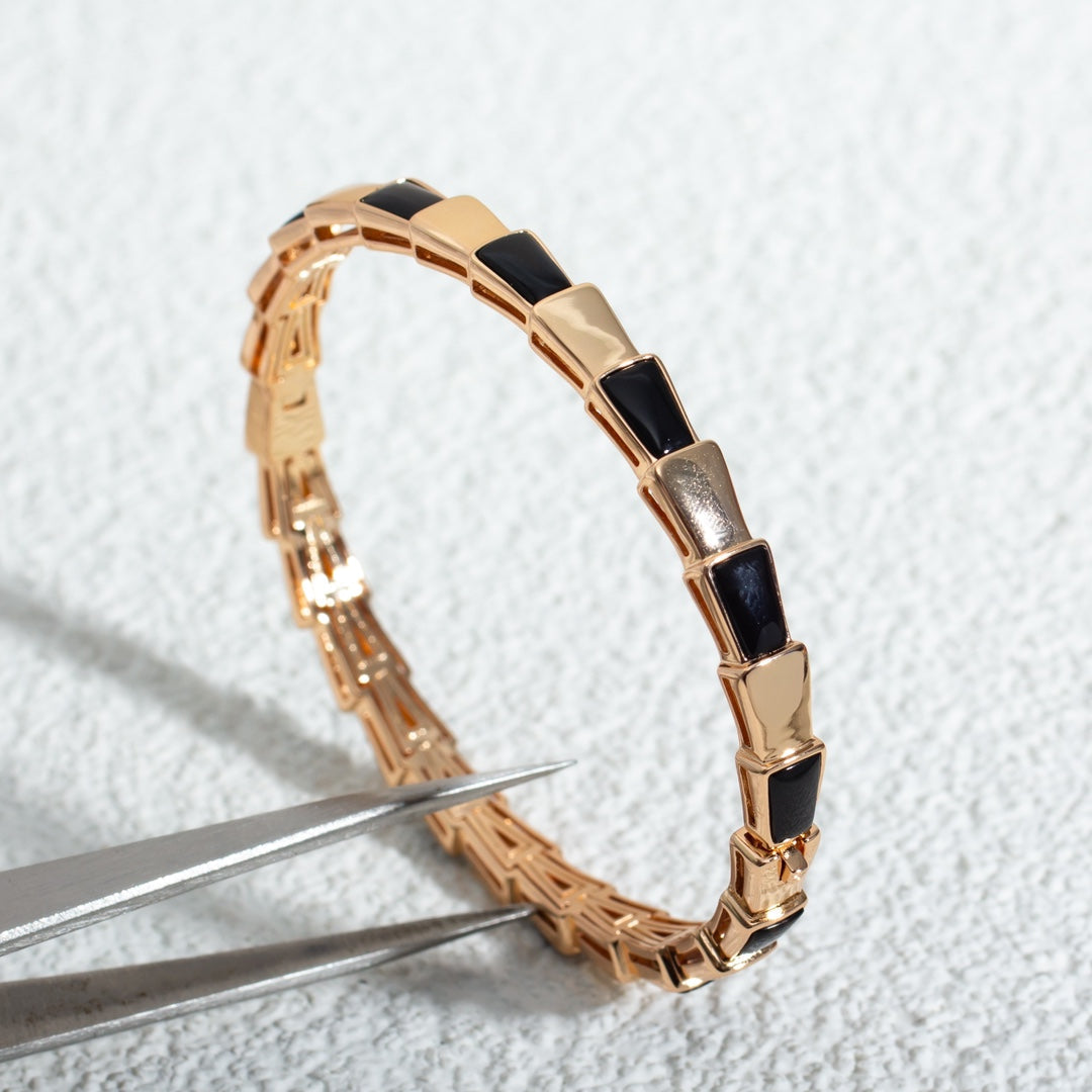[Eterna Jewels]SCHLANGENARMBAND ROSÉGOLD ONYX