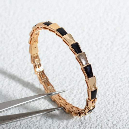 [Eterna Jewels]SCHLANGENARMBAND ROSÉGOLD ONYX
