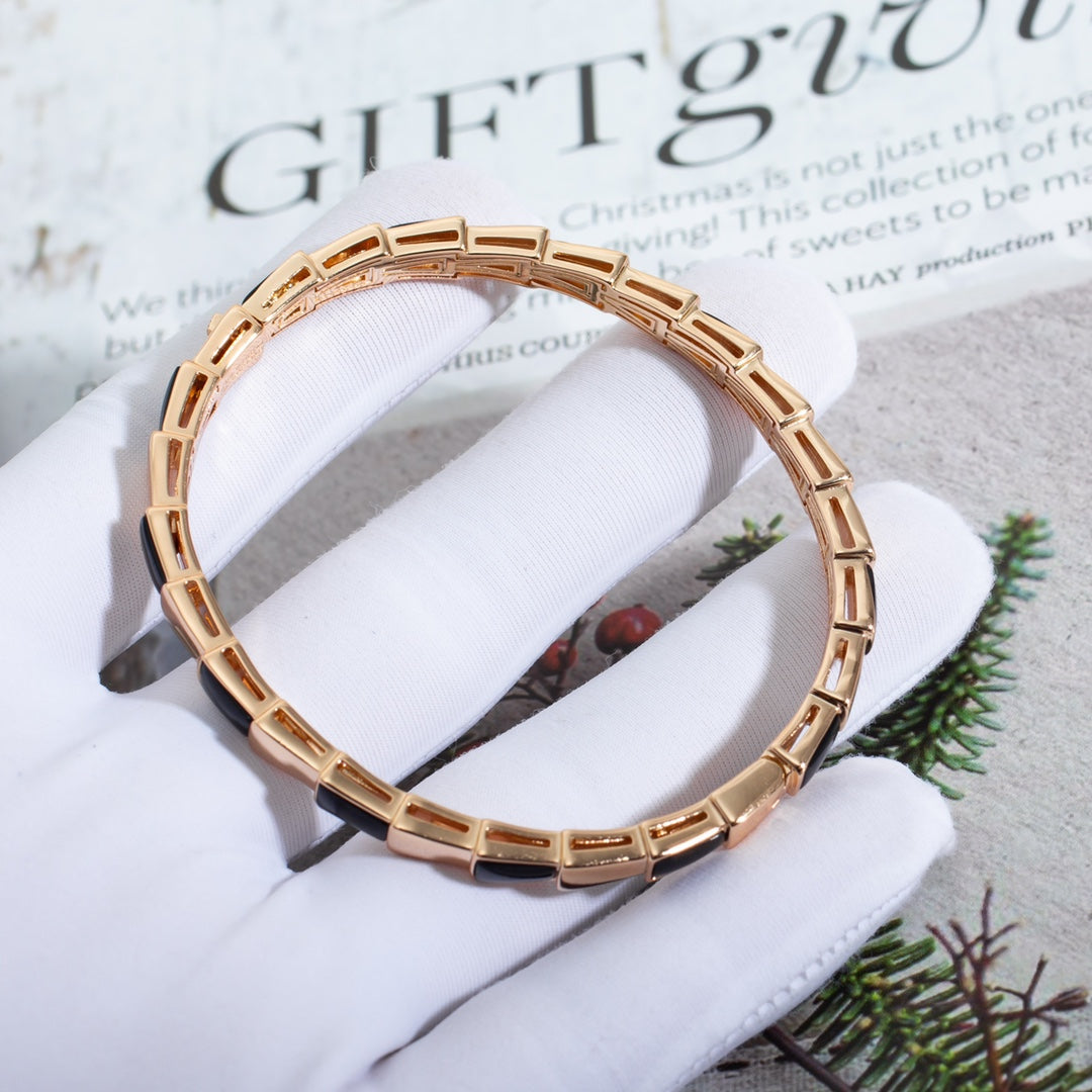 [Eterna Jewels]SCHLANGENARMBAND ROSÉGOLD ONYX