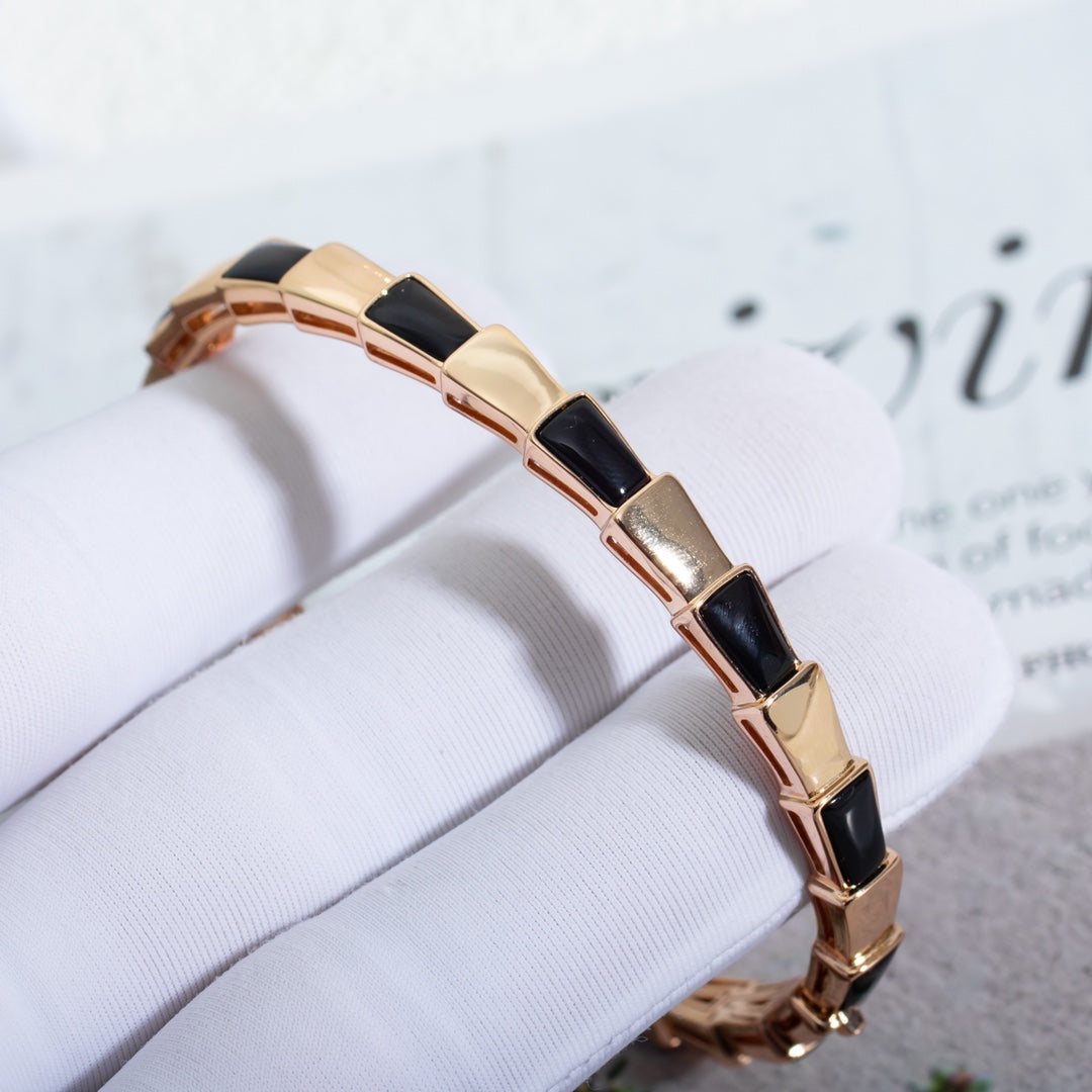 [Eterna Jewels]SCHLANGENARMBAND ROSÉGOLD ONYX