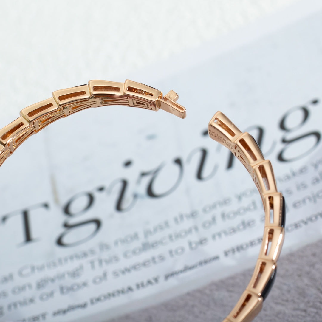 [Eterna Jewels]SCHLANGENARMBAND ROSÉGOLD ONYX