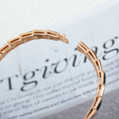 [Eterna Jewels]SCHLANGENARMBAND ROSÉGOLD ONYX