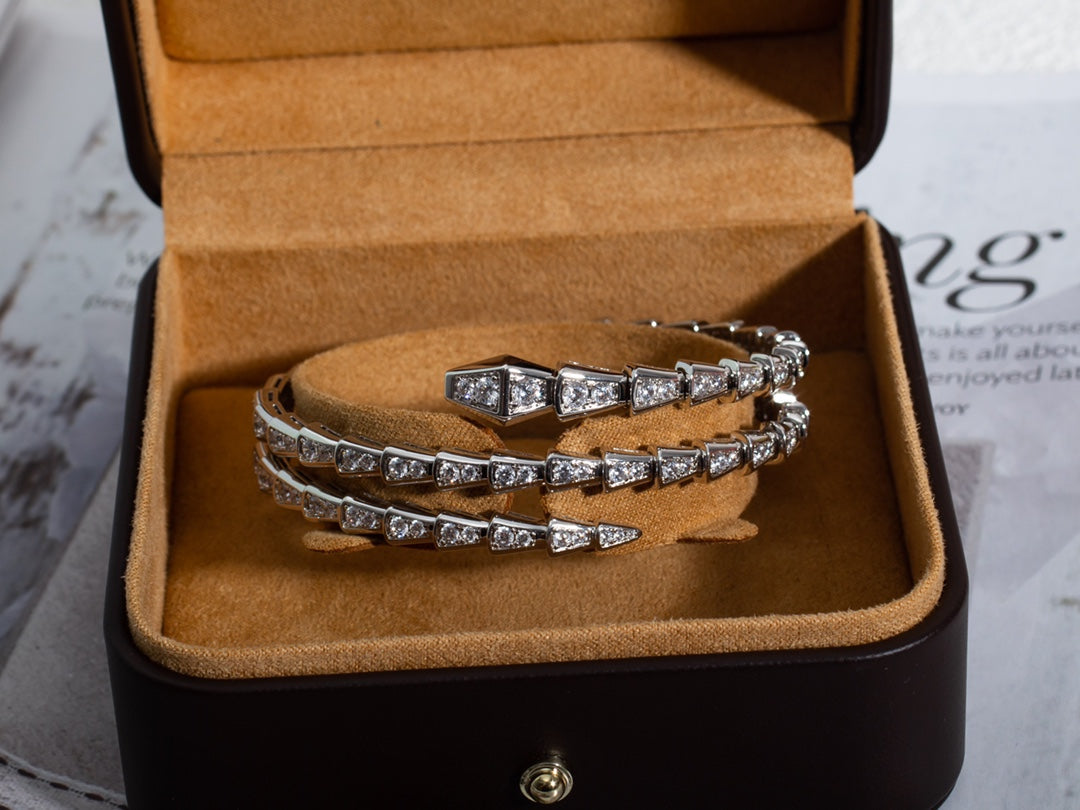 [Eterna Jewels]SCHLANGENARMBAND SILBER DIAMANT DOPPELREIHIG