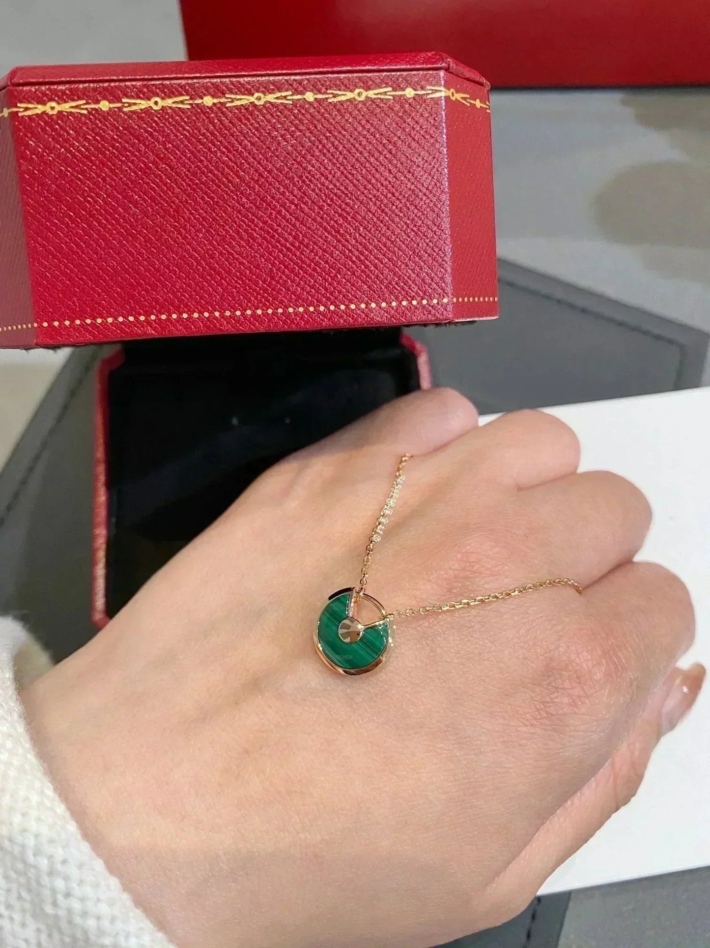 [Eterna Jewels]AMULETTE ROSE GOLD MALACHITE NECKLACE