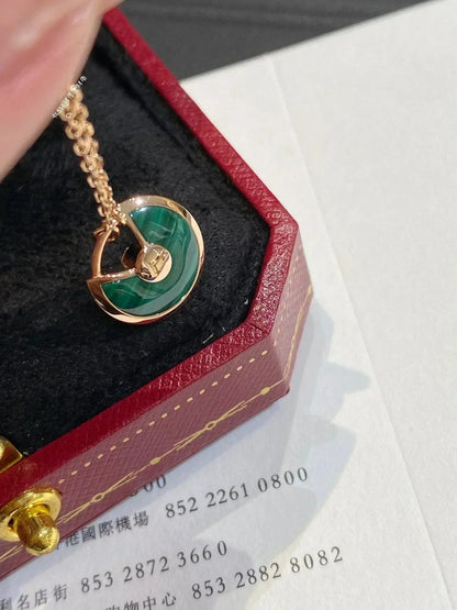 [Eterna Jewels]AMULETTE ROSE GOLD MALACHITE NECKLACE