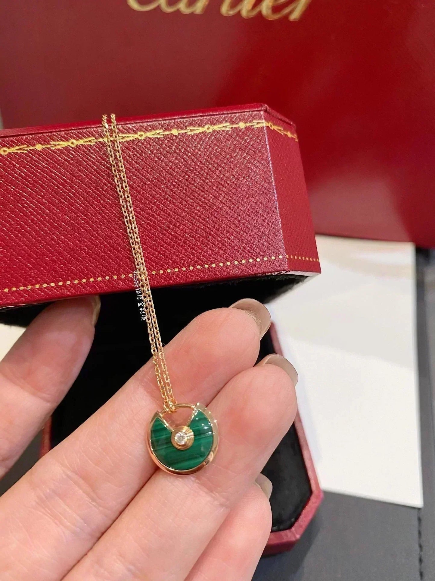 [Eterna Jewels]AMULETTE ROSE GOLD MALACHITE NECKLACE