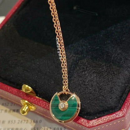 [Eterna Jewels]AMULETTE ROSE GOLD MALACHITE NECKLACE
