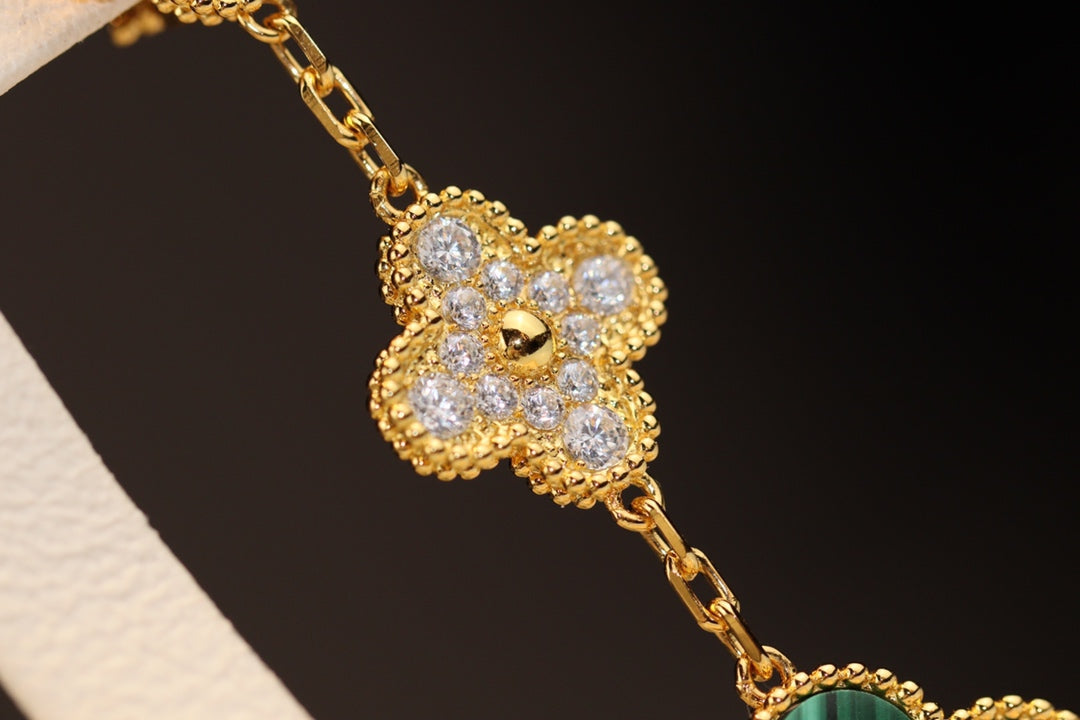 [Eterna Jewels]KLEEB OHHRINGE GOLD MALACHIT DIAMANT 3 MOTIV