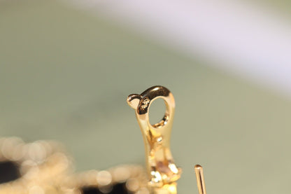 [Eterna Jewels]KLEEBLLATT-OHRRINGE GOLD ONYX MOP 3 MOTIVE