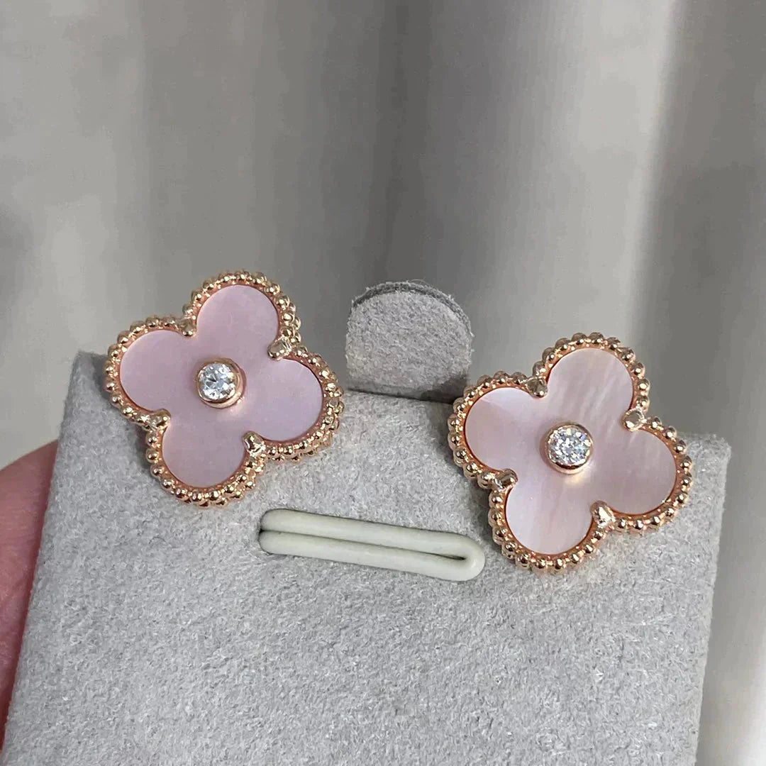 [Eterna Jewels]KLEE MITTEL 1 MOTIVE ROSA MOP DIAMANT OHRRINGE