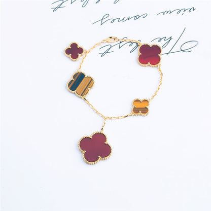[Eterna Jewels]KLEEBEN ARMBAND 5 MOTIVE CARNELIAN TIGERAUGE