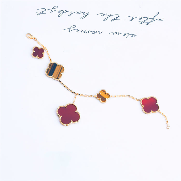 [Eterna Jewels]KLEEBEN ARMBAND 5 MOTIVE CARNELIAN TIGERAUGE