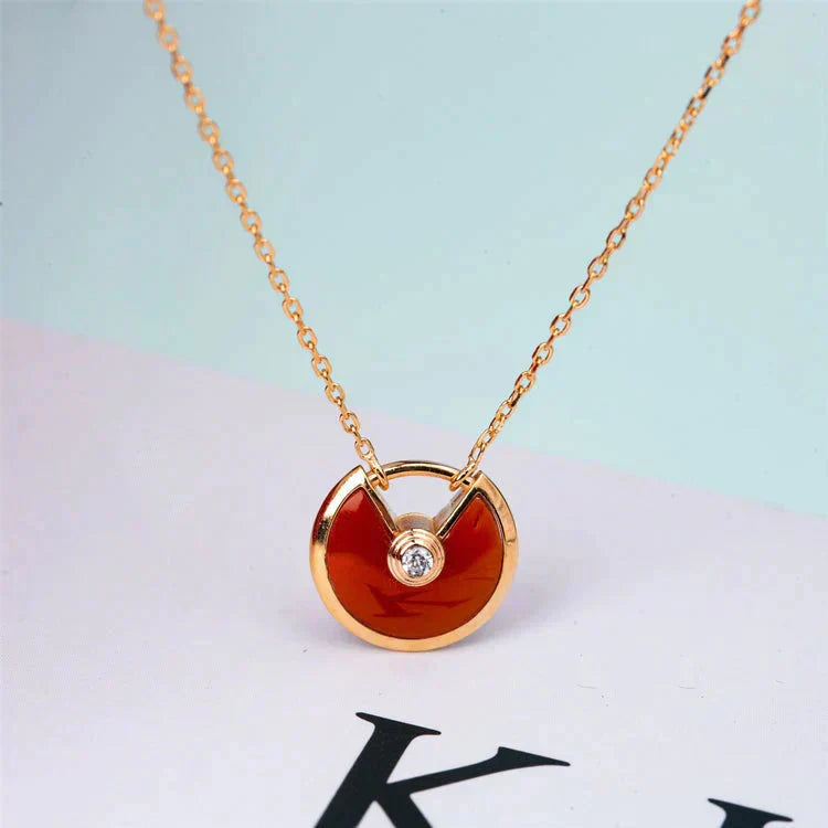 [Eterna Jewels]AMULETTE GOLD CARNELIAN ONYX NECKLACE