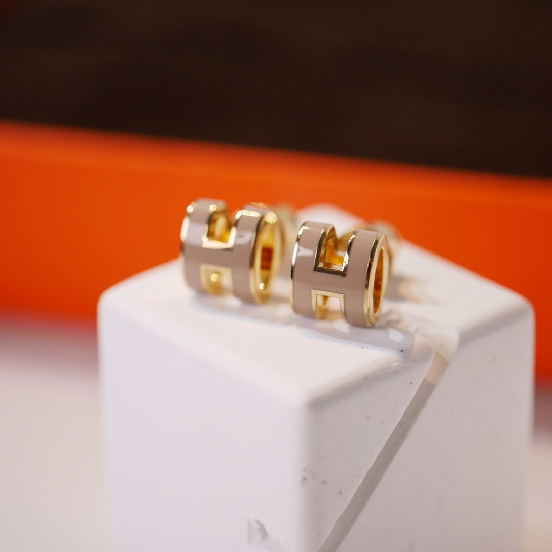 [Eterna Jewels]MINI POP H GOLD OHRRINGE GRAU