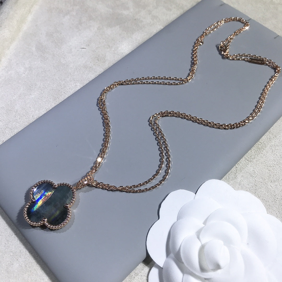 [Eterna Jewels]CLOVER 25MM GOLD DARK MOP BIG CLOVER HALSKETTE
