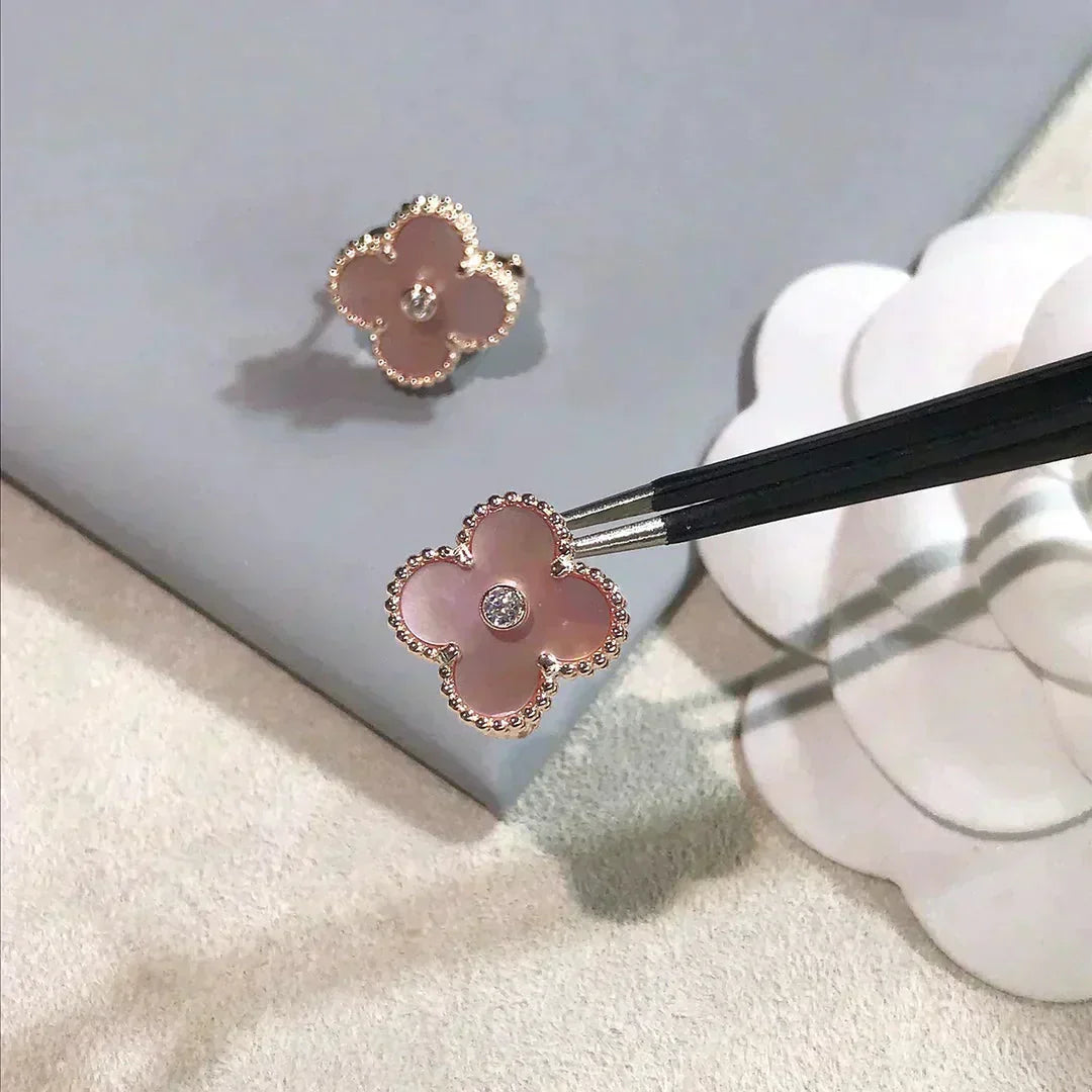 [Eterna Jewels]KLEE MITTEL 1 MOTIVE ROSA MOP DIAMANT OHRRINGE