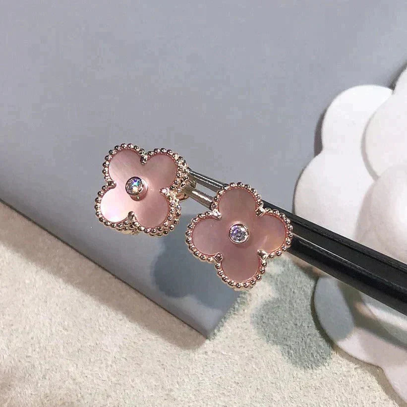 [Eterna Jewels]KLEE MITTEL 1 MOTIVE ROSA MOP DIAMANT OHRRINGE