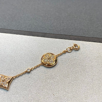 [エテルナジュエルズ]星と太陽 4モチーフ ゴールドダイヤモンドブレスレット