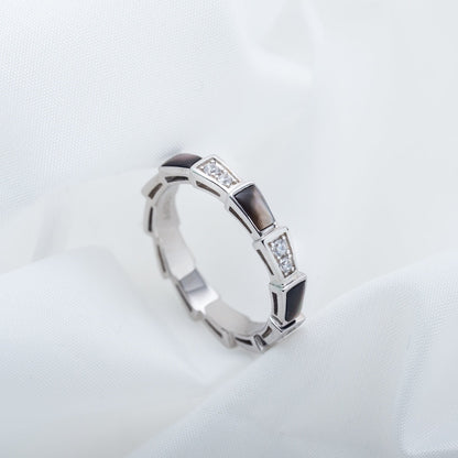 [Eterna Jewels]SCHLANGENRING SILBER DIAMANT SCHWARZER PERLMUTT 3MM