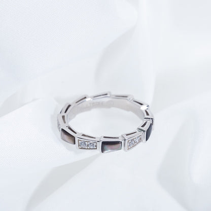 [Eterna Jewels]SCHLANGENRING SILBER DIAMANT SCHWARZER PERLMUTT 3MM