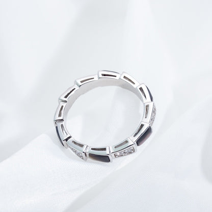 [Eterna Jewels]SCHLANGENRING SILBER DIAMANT SCHWARZER PERLMUTT 3MM