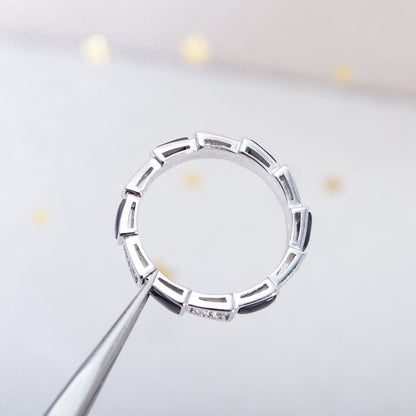 [Eterna Jewels]SCHLANGENRING SILBER DIAMANT SCHWARZER PERLMUTT 3MM