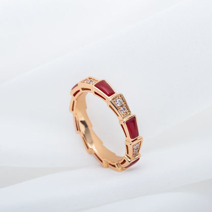 [Eterna Jewels]SERPENTI RING ROSÉGOLD KARNEOL DIAMANT 3MM