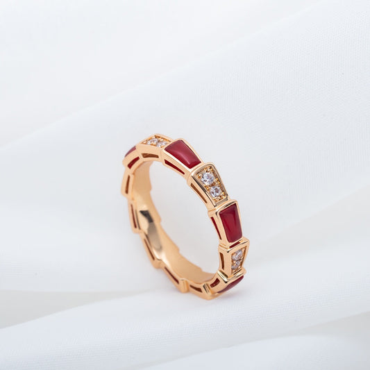 [Eterna Jewels]SERPENTI RING ROSÉGOLD KARNEOL DIAMANT 3MM