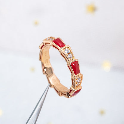 [Eterna Jewels]SERPENTI RING ROSÉGOLD KARNEOL DIAMANT 3MM