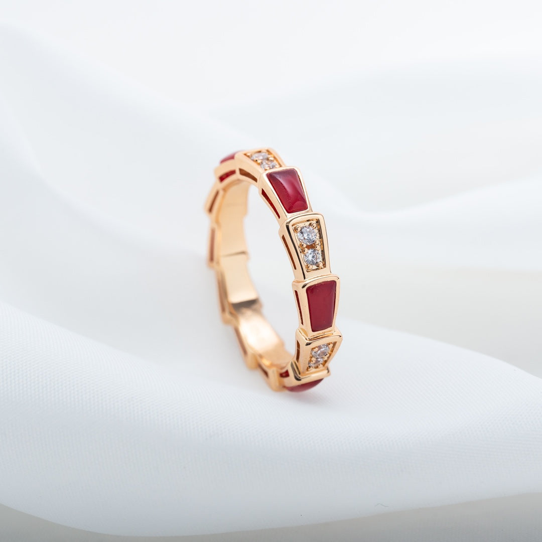 [Eterna Jewels]SERPENTI RING ROSÉGOLD KARNEOL DIAMANT 3MM