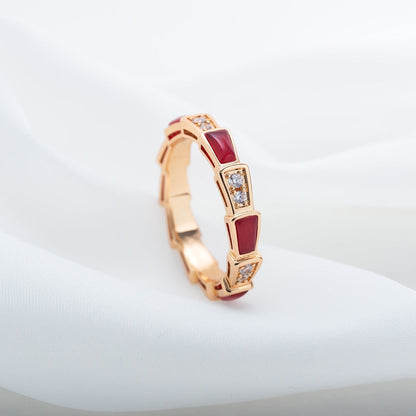 [Eterna Jewels]SERPENTI RING ROSÉGOLD KARNEOL DIAMANT 3MM