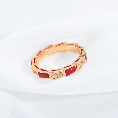 [Eterna Jewels]SERPENTI RING ROSÉGOLD KARNEOL DIAMANT 3MM