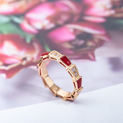[Eterna Jewels]SERPENTI RING ROSÉGOLD KARNEOL DIAMANT 3MM