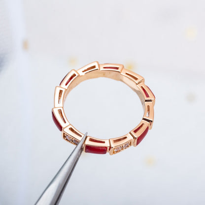 [Eterna Jewels]SERPENTI RING ROSÉGOLD KARNEOL DIAMANT 3MM