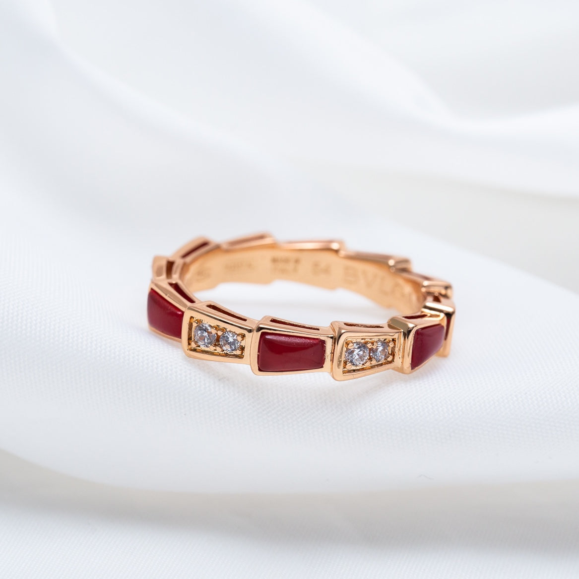 [Eterna Jewels]SERPENTI RING ROSÉGOLD KARNEOL DIAMANT 3MM