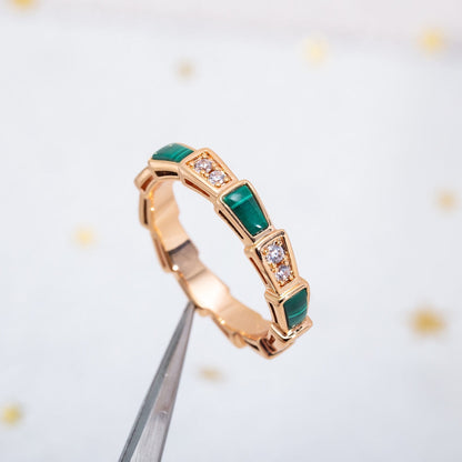[Eterna Jewels]SERPENTI RING ROSÉGOLD MALACHIT DIAMANT 3MM