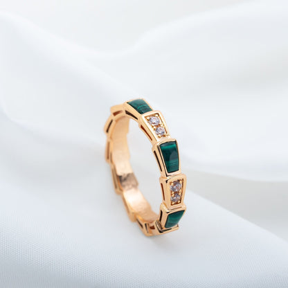 [Eterna Jewels]SERPENTI RING ROSÉGOLD MALACHIT DIAMANT 3MM
