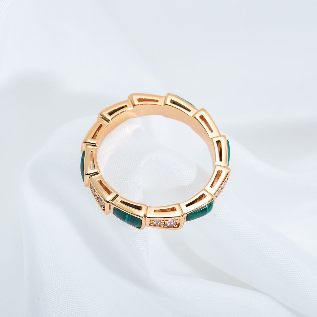 [Eterna Jewels]SERPENTI RING ROSÉGOLD MALACHIT DIAMANT 3MM