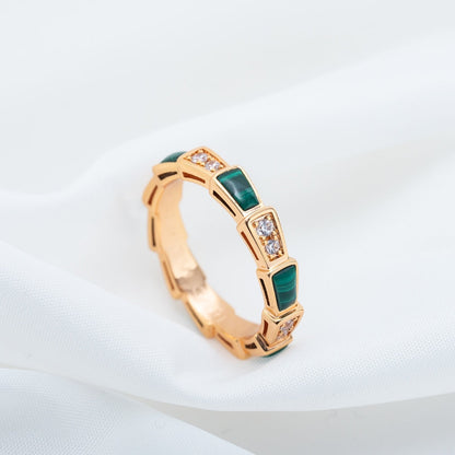 [Eterna Jewels]SERPENTI RING ROSÉGOLD MALACHIT DIAMANT 3MM