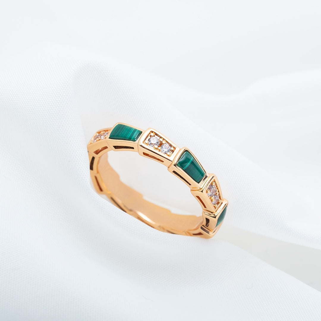[Eterna Jewels]SERPENTI RING ROSÉGOLD MALACHIT DIAMANT 3MM