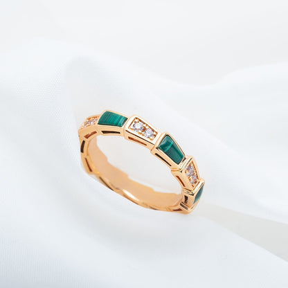 [Eterna Jewels]SERPENTI RING ROSÉGOLD MALACHIT DIAMANT 3MM